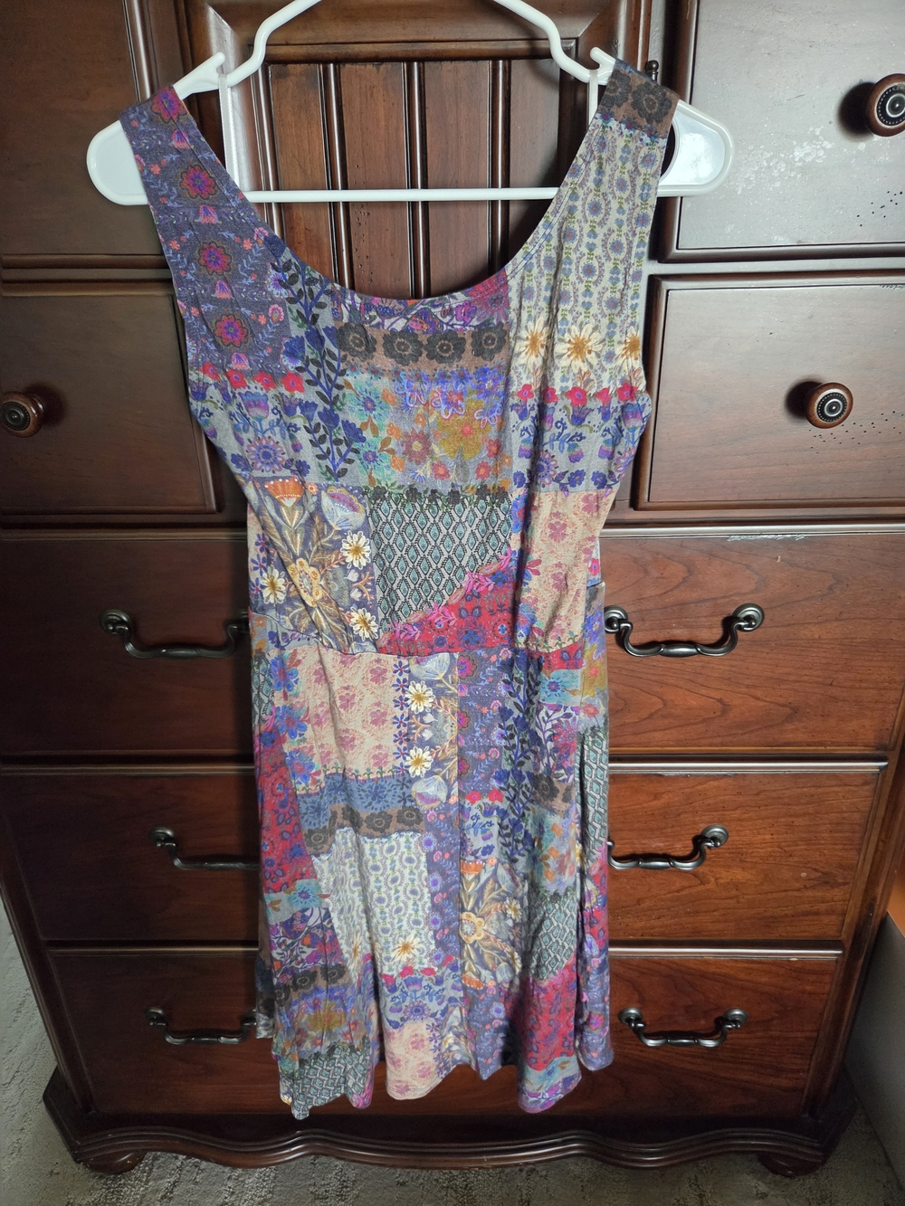 NATURAL LIFE Purple Multi Patchwork Floral Tank Dress